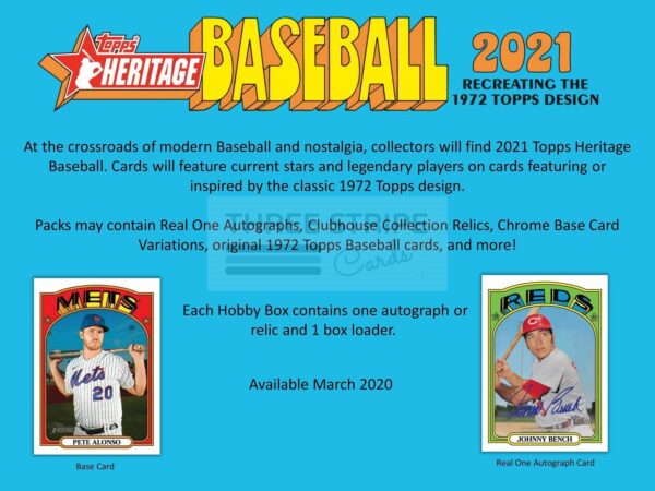 MLB 2021 Topps Heritage Baseball Hobby Box - Image 2