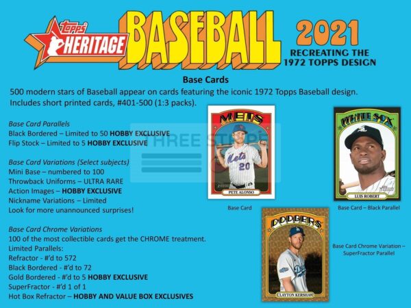 MLB 2021 Topps Heritage Baseball Hobby Box - Image 3