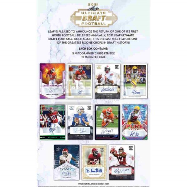 NFL 2021 Leaf Ultimate Draft Football Hobby Box - Image 2