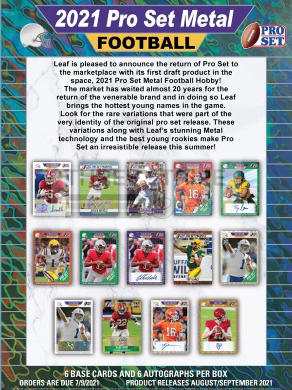 NFL 2021 Leaf Pro Set Metal Football Hobby Box - Image 2