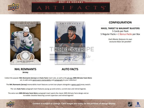 NHL 2021/22 Upper Deck Artifacts Hockey Blaster Box - Image 3