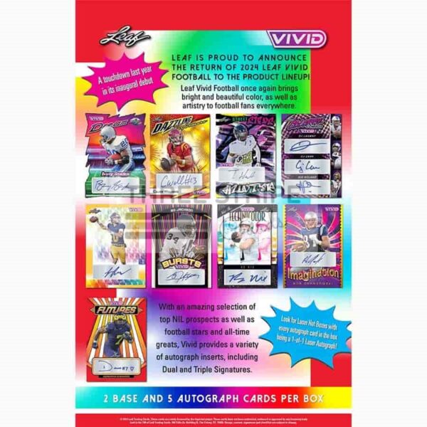 NFL 2024 Leaf Vivid Football Hobby Box - Image 2